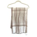 NWT J.Crew Marled Reversible Scarf Tan Cream Checkered Stripe Houndstooth Photo 1