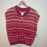 Maeve Anthropologie  Tweed Zipper Sweater Vest  XS $118 NWT Lt Orange Pink Photo 4