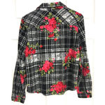 Betsey Johnson  Plaid Floral Flannel Pajama  Shirt Photo 2