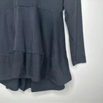 COS Black Long Sleeve Peplum Tiered Hem Mixed Media Shirt Size Large Photo 3