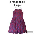 Francesca’s Blue Red Floral Lace Women’s Sleeveless Dress Size Large Photo 1