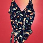 Lush Leaves Navy Floral Tummy Panel One Piece Swimsuit Size 24W Blue Photo 4