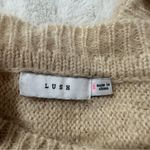 Lush Clothing Lush Size Small Cream Textured Mock Neck Knitted Pullover Sweater Rustic Cowboy Photo 4