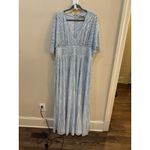 Mac Duggal  Powder Blue Embellished V Neck Evening Gown Size 16 $598 Photo 3