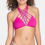O'Neill O'Neil Beach Street Hot Pink Bikini Top High Neck Criss Cross Strappy Halter L Photo 0