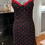 Madden Girl  Black Mesh Mini Dress Red Heart Print Lace Trim Slip Dress Size M Photo 1