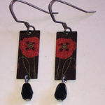Elegant Black and Red Floral Boho Earrings Photo 0