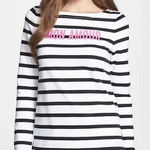 Kate Spade  Roanne Striped Mon Amour Striped Boatneck Top Size S Photo 0
