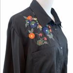 FOR THE REPUBLIC  black embroidered button down Photo 1