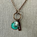 Handmade NEW! Brass Chain & Beachy Theme Charms Pendant Necklace Sand Dollar Turtle Photo 8