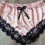 Pink Bloomers with black lace trim size M satin Pink Size M Photo 0