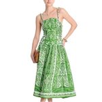 Farm Rio  Green Delicate Tapestry Premium Linen Midi Dress Photo 4