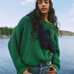 American Eagle Emerald Green Chunky Knit Sweater Photo 0
