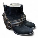 FREEBIRD by Steven  El Paso Ankle Boots Womens 8 Black Suede Leather Harness Photo 0