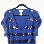 Baby Phat Blue Wool Blend Sequin Deep V-Neck Short Sleeves Sweater Dress Size 2X Photo 8