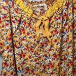 easel  Mustard Yellow Floral V Neck Short Sleeve Top size M Photo 3
