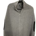 Talbots 100% Merino Wool Gray Zip Up Sweater Cape with Ribbed Texture Photo 1