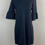 French Connection  Mini Dress 6 Navy Black Metallic Shift‎ Bell Elbow Sleeve Photo 0