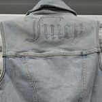 Juicy Couture Women’s XS Cropped Denim Vest Rhinestone Logo Y2K Biker Jacket Photo 6