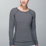 Lululemon Race Your Pace Long Sleeve Hyper Stripe Angel White/ Black Size 10 Photo 0