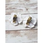 Vintage Clip On Earrings Unusual White & Multi Colored 3D Flower Statement Photo 5