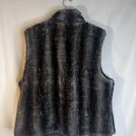Blassport Reversible Faux Fur & Faux Leather Puffy Vest Size Large Boho Gray Photo 1