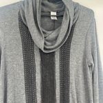 Y2K Casting Cowl Neck Tunic Womenst Top Sz M Boho Crochet Lace Knit US Cozy Fall Gray Size M Photo 1