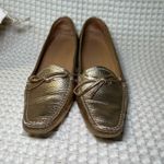 CAR SHOE Women's Gold Metallic Leather Loafer Heels Size 40 Photo 2