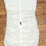 Michael Costello x REVOLVE ruched stain Bardot Mini Dress in Ivory small Photo 4