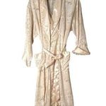 Victoria's Secret  Gold Label Vintage 80s Ivory Floral Jacquard Satin Robe & Slip Photo 0