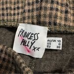Princess Polly  Plaid Brown Tan Pull On Pants 6 Fall Autumn High Rise Photo 5