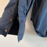 Free People  Top Navy Blue Off Campus Buttondown w/ Metallic Details Sz S EUC Photo 13