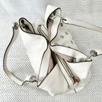 Michael Kors White Leather Silver Floral Bristol Raven Studded Shoulder Bag Hobo Photo 8