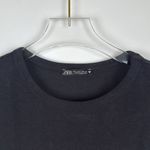 ZARA  Women’s Black Solid Short Sleeve Crew Neck Cropped T-shirt Size Large Photo 1