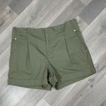 Loft ‎ Pleated Cuff Hem High Waist Paperbag Shorts Khaki Green 6 Photo 2