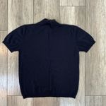 Canda Knit Top Mock Neck Short Sleeve Pullover Sweater Navy Blue L Size L Photo 4