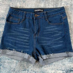 Diamante Distressed Wash Frayed Cuff Shorts Juniors Large Blue Photo 0