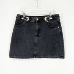 Topshop  Buckle Denim Mini Skirt 10 Grey Photo 0