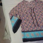 Dressbarn Blouse Women Size M Long Sleeve Flared Multi Color Sheer Top Pink Blue Size M Photo 1