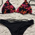 Rip Curl Rip-Curl Black Red and Pink Floral Beaded Bikini Set Size M Photo 1