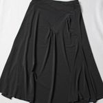 BCBGMAXAZRIA ​ Black Jersey Knit Midi Skirt M Ruched Asymmetrical Waist A-Line Photo 0
