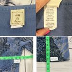 Jess & Jane Large 3/4 Sleeve V Fantasia Boho Tunic Artsy Rhinestone Top Blue USA Photo 1