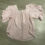 Beach Lunch Lounge Naomi Linen Flutter Sleeve Pink/White Top Size M Women Photo 0