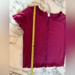 BP NWOT . Cropped Burgundy Short Sleeve Ribbed Lettuce EdgeTee Size Small Photo 5