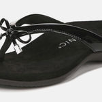 Vionic Womens 11 Bella Black Patent Leather Bow Flip Flop Sandals Arch Support Photo 0