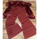 ASOS LUXE Curve Satin Shiny Wide Leg Jumpsuit Size 14 Wine/Burgundy Off Shoulder Red Photo 1