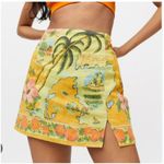 Urban Outfitters Skirt Womens Medium Yellow Tropical Floral Mini Hawaiian Photo 0