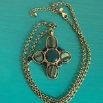 Chico's Chico’s Vintage Green Black Stone Cross Pendant Gold Tone Long Chain Necklace Photo 0