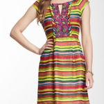 Nanette Lepore  striped bright beaded dress sz 8 Photo 0