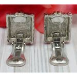 Great Silver Tone Textured Square Clip On Earrings Etched Mirrored CUTE .75" Photo 5